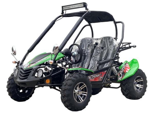 TrailMaster Blazer 200EX EFI Buggy Go Kart, LED Light Bar, Windshield Included - Red