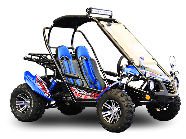 TrailMaster Blazer 200EX EFI Buggy Go Kart, LED Light Bar, Windshield Included - Red