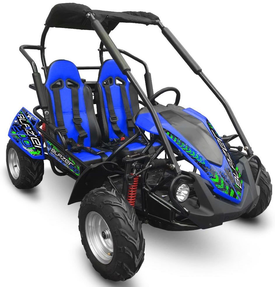 TrailMaster Blazer 200R MID-Size Go Kart, 7.5hp Torque Converter, Electric Start Reverse, Kids Ages 7-12 - Red
