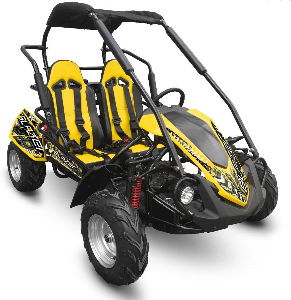 TrailMaster Blazer 200R MID-Size Go Kart, 7.5hp Torque Converter, Electric Start Reverse, Kids Ages 7-12 - Red