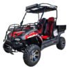TrailMaster Challenger 200EUX UTV Side-by-Side, Front Cargo Rack, Rear Dump Bed, Deluxe Alloy Wheels, LED Light Bar - Red