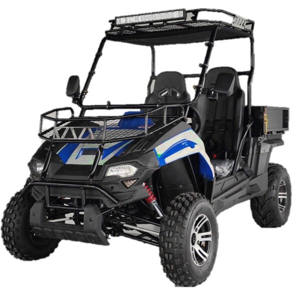 TrailMaster Challenger 200EUX UTV Side-by-Side, Front Cargo Rack, Rear Dump Bed, Deluxe Alloy Wheels, LED Light Bar - Red