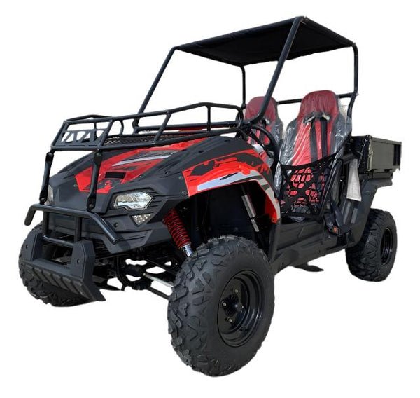 TrailMaster Challenger 200U UTV Side-by-Side, Front Cargo Rack, Rear Dump Bed - Red