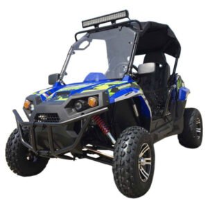 trailmaster-challenger-200x-go-kart-utv-side-by-side-with-alloy-wheels-windshield-and-led-light-bar-blue