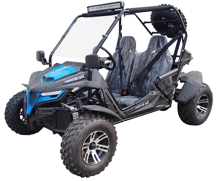 TrailMaster Cheetah 200EX EFI Go Kart CVT Automatic with Reverse, Alloy Wheels, Windshield - Blue