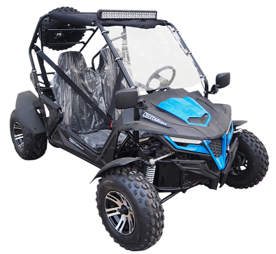TrailMaster Cheetah 200EX EFI Go Kart CVT Automatic with Reverse, Alloy Wheels, Windshield - Blue
