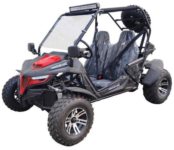 TrailMaster Cheetah 200X Go Kart (Special) CVT Automatic with Reverse, Alloy Wheels, Windshield - Red