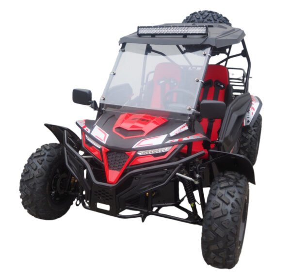 TrailMaster Cheetah 300Pro EFI Deluxe UTV Go Kart, Shaft Drive, Liquid Cooled CVT Auto with Reverse, Side Doors, Hard Top, Windshield, LED Light Bar - Red