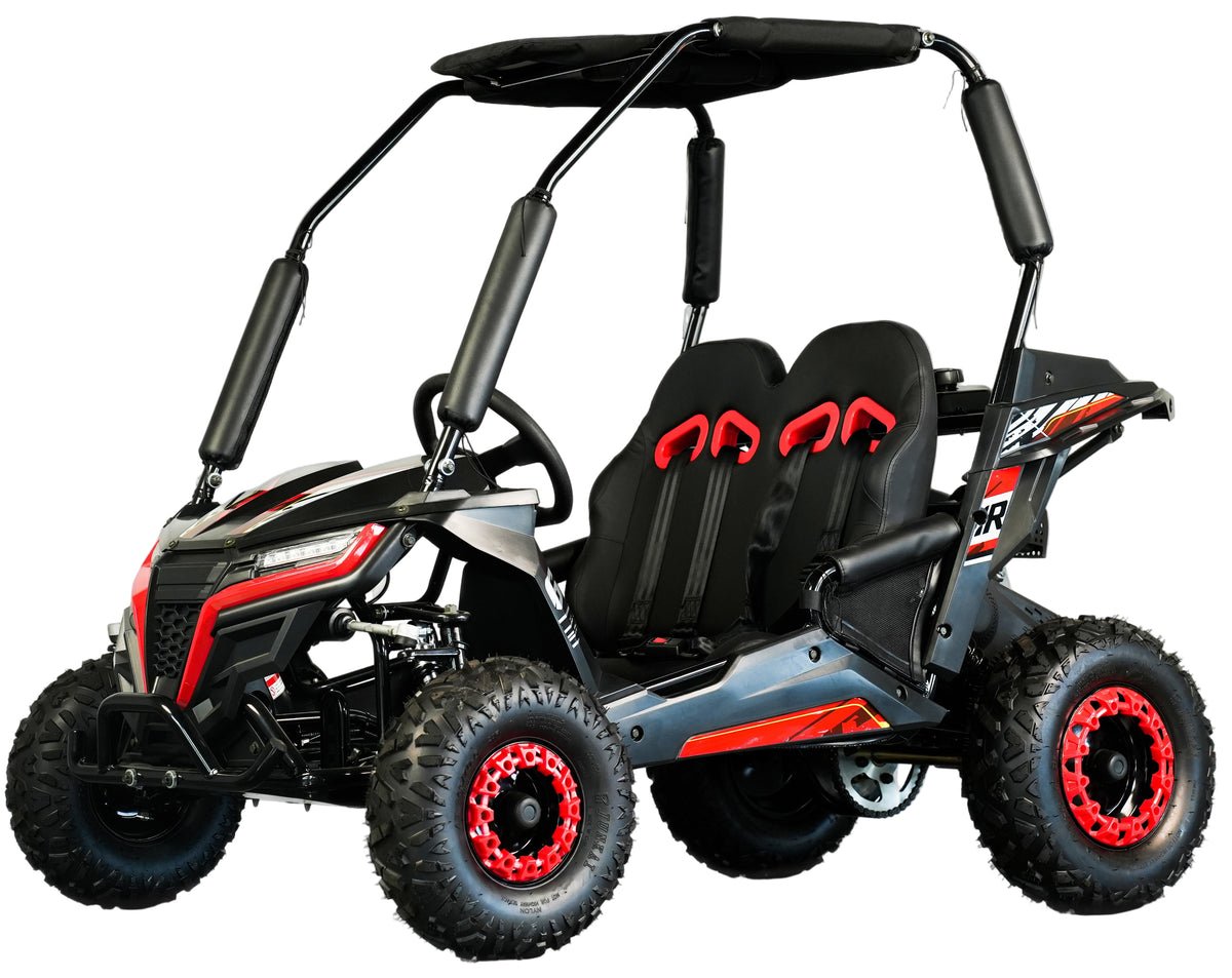 TrailMaster Cheetah-6 Go Kart, 5.5hp Electric Start, Remote Start/Kill with Reverse, Kids Ages 4-9 - Red