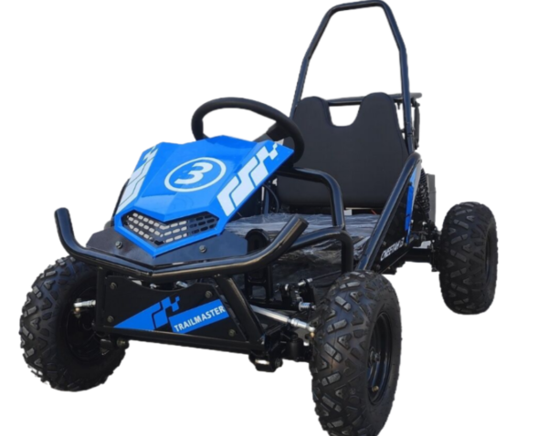 TrailMaster Cheetah i3 Kids Electric Mini Go Kart, 3-Speed settings, with Reverse, Kids Ages 4-9 - Blue