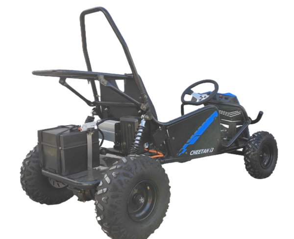 TrailMaster Cheetah i3 Kids Electric Mini Go Kart, 3-Speed settings, with Reverse, Kids Ages 4-9 - Blue