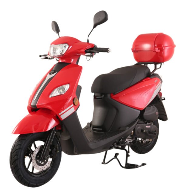 TrailMaster Flash 50cc Street Scooter, CVT Automatic, LED Lights, Rear Trunk Included - Black