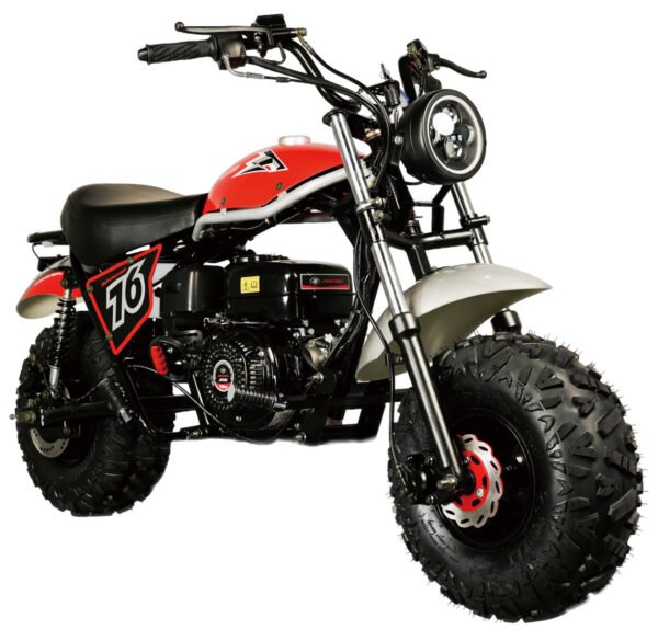 TrailMaster Hurricane 200X PRO Mini Bike, 196cc 6.5hp with Electric Start, Torque Converter, Dual Disc Brakes, Front & Rear Suspension, LED Headlight - Red