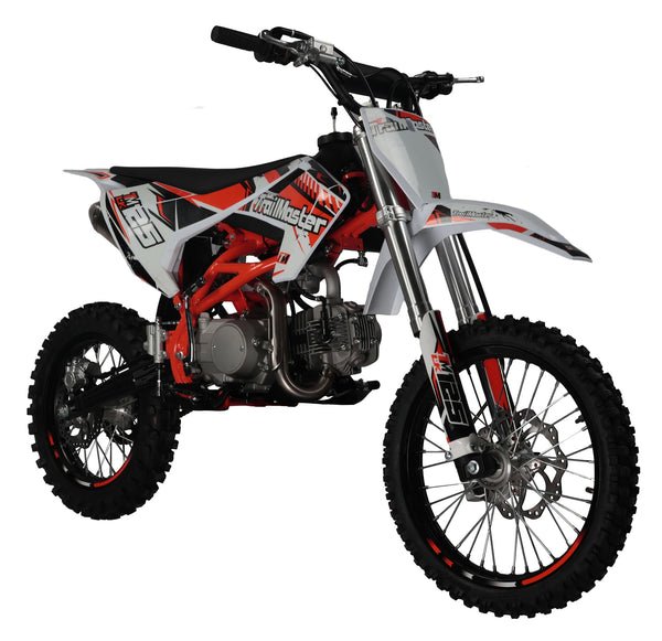 TrailMaster LK125 Pro Series Dirt Bike, Electric Start, 4-Speed Manual, Dual Disc Brakes, (17/14) Wheels - Red