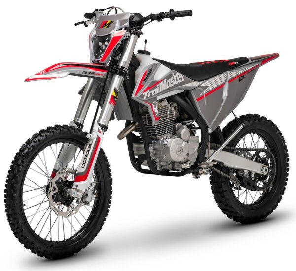 TrailMaster LX250 Dirt Bike, 6-Speed Manual, Dual Disc Brakes, Electric Start with Kick backup, (21/18) Wheels - Red
