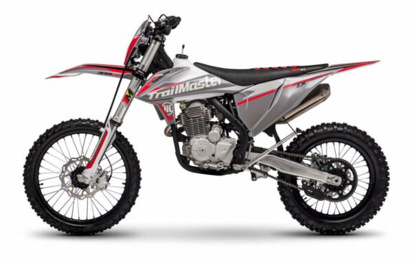 TrailMaster LX250 Dirt Bike, 6-Speed Manual, Dual Disc Brakes, Electric Start with Kick backup, (21/18) Wheels - Red