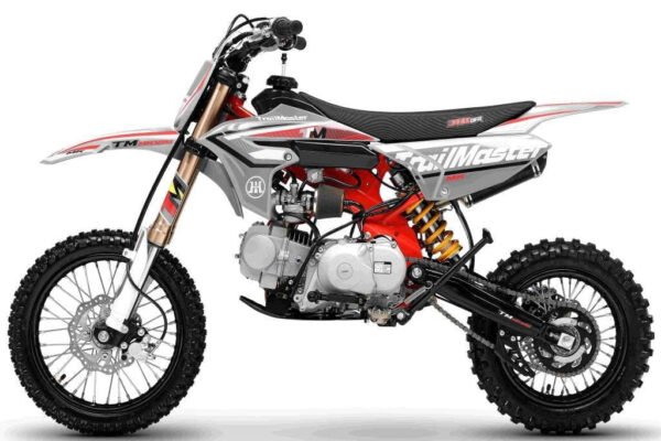 TrailMaster MK125S Pro Series Dirt Bike, 4-Speed Semi-Automatic, Electric Start, Dual Disc Brakes, (14/12) Wheels - Red