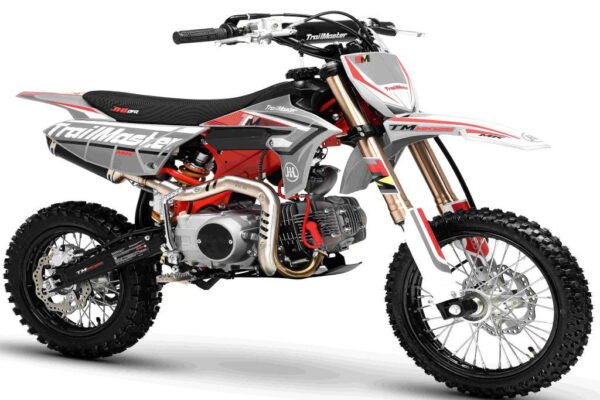 TrailMaster MK125S Pro Series Dirt Bike, 4-Speed Semi-Automatic, Electric Start, Dual Disc Brakes, (14/12) Wheels - Red