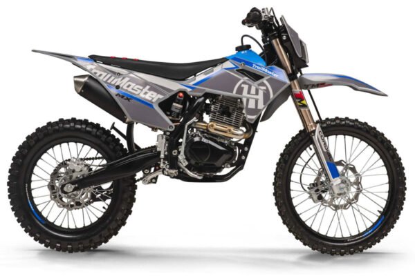TrailMaster MX250-Pro Dirt Bike, 5-Speed Manual, Dual Disc Brakes, Electric Start (21/18) Wheels - Blue