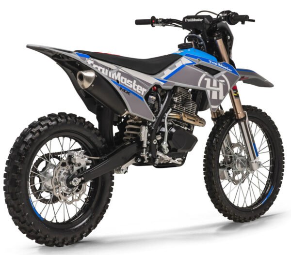 TrailMaster MX250-Pro Dirt Bike, 5-Speed Manual, Dual Disc Brakes, Electric Start (21/18) Wheels - Blue