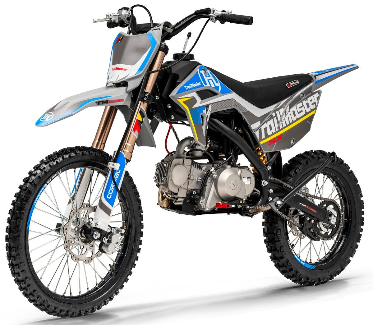 TrailMaster SX125 Pro Series Dirt Bike, Electric Start, 4-Speed Manual, Dual Disc Brakes, (19/16) Wheels - Red