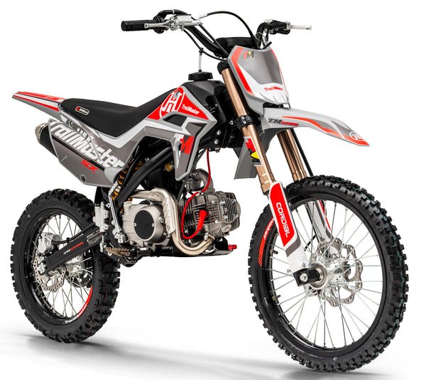 TrailMaster SX125 Pro Series Dirt Bike, Electric Start, 4-Speed Manual, Dual Disc Brakes, (19/16) Wheels - Red