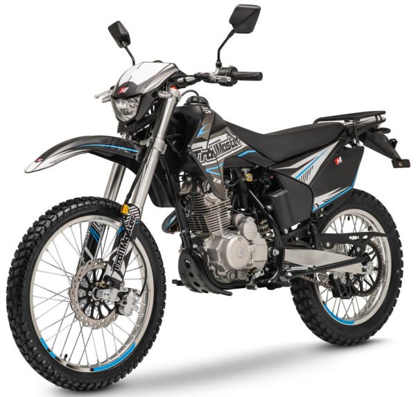TrailMaster T5 Dual Sport Dirt Bike, 5-Speed Manual, 223cc Engine, Dual Disc Brakes, Electric Start with Kick backup, (21/18) Wheels - Blue