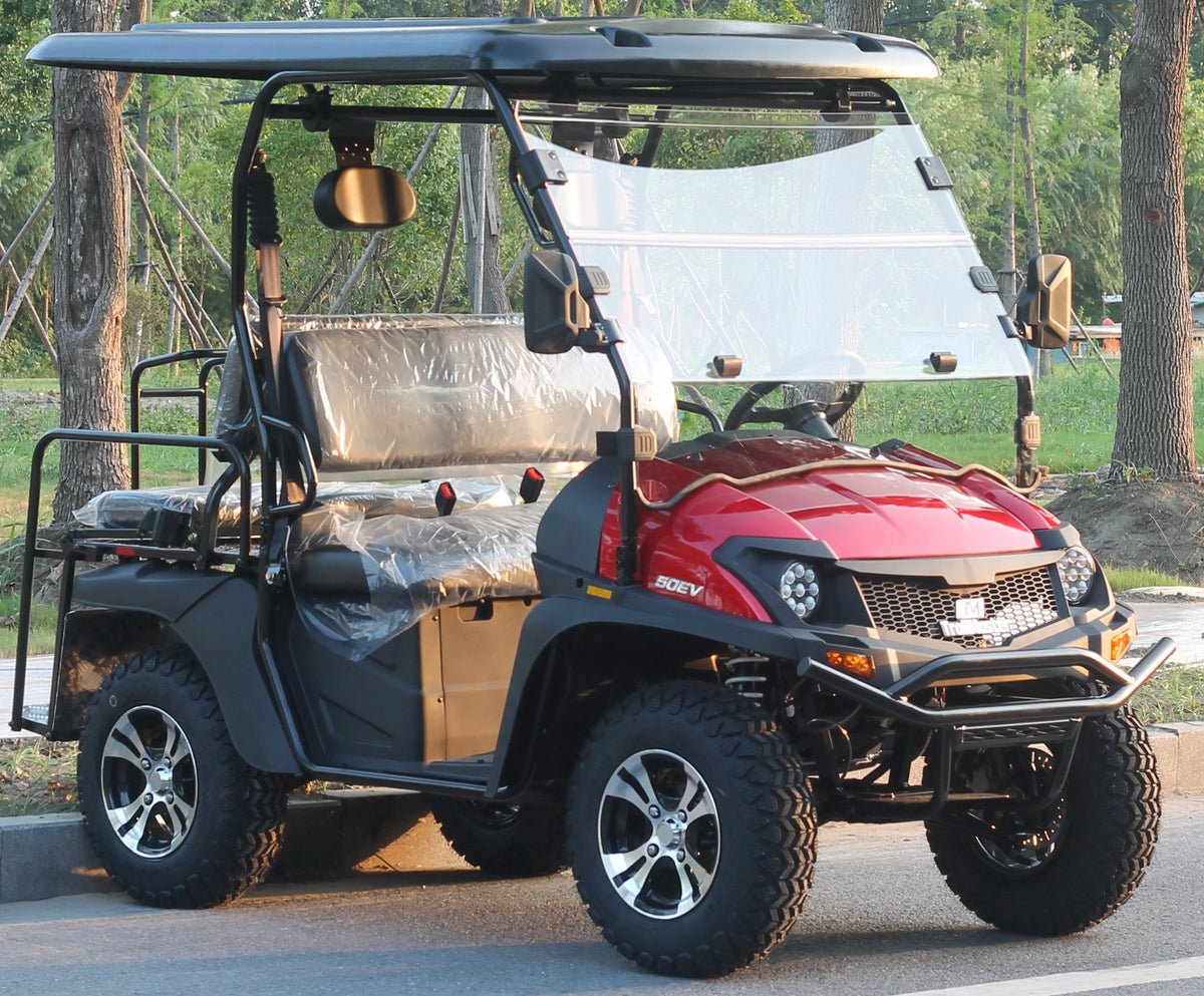 TrailMaster Taurus 50EV 4-Seat Electric Golf Cart, 60 Volt, Full DOT Light Package Included - Red