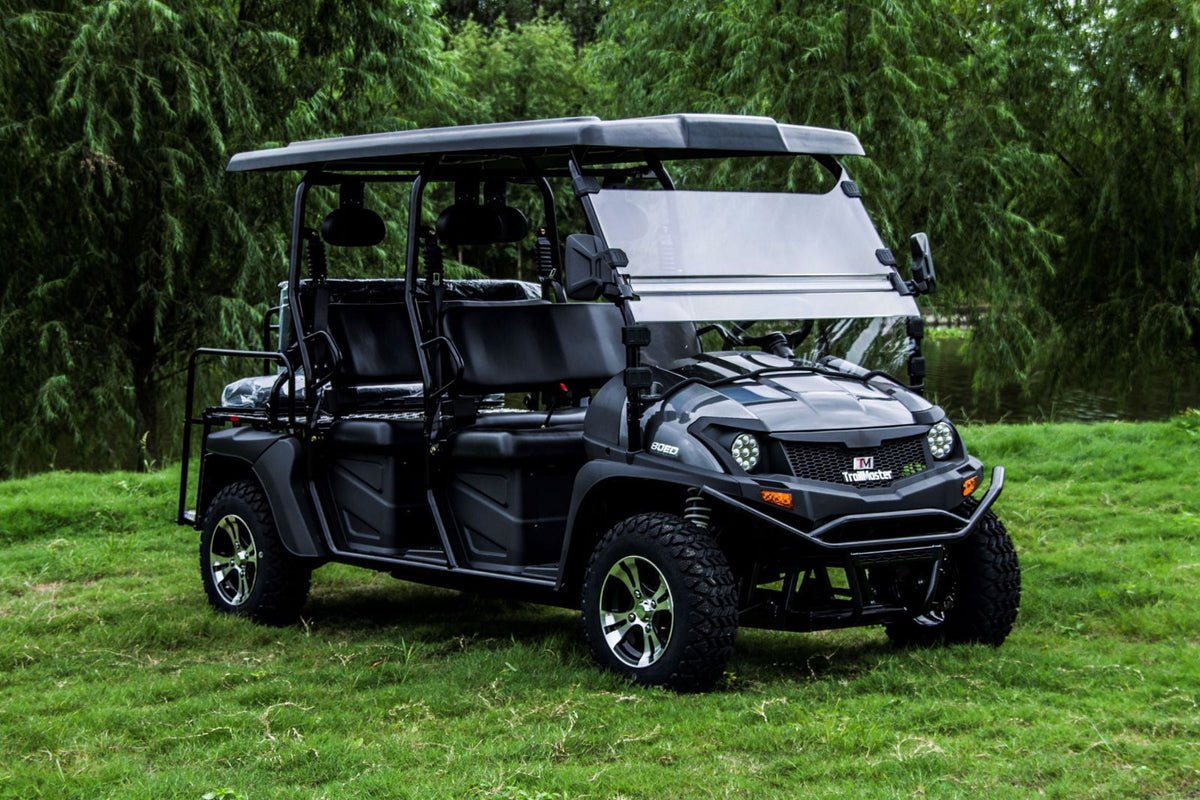 TrailMaster Taurus 80ED-GV 6-Seat Electric Golf Cart, 72 Volt, Extended Roof - Blue