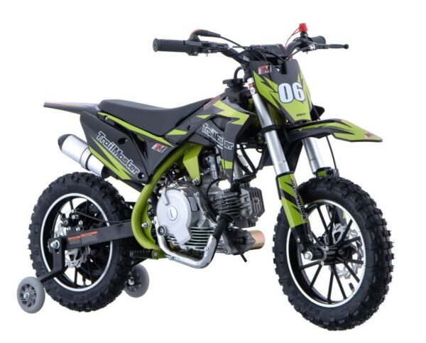 TrailMaster TM06 60cc Gas Dirt Bike, with Electric Start, Automatic, Training Wheels Included, Ages 6-9 - Green