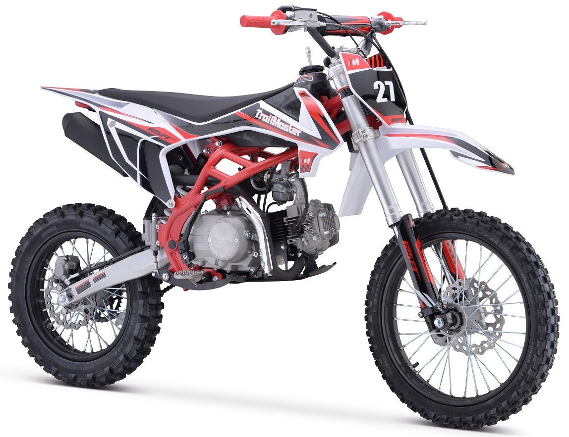 TrailMaster TM27 125cc Large Frame, Dirt Bike 4-Speed Manual (17/14), Ages 12 and up - Red