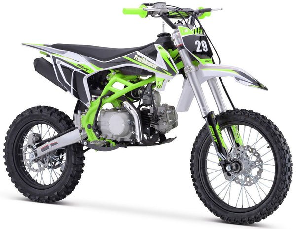 TrailMaster TM29 125cc Dirt Bike, Large Frame, 4-Speed Manual, with Electric Start (17/14), Ages 12 and up - Green