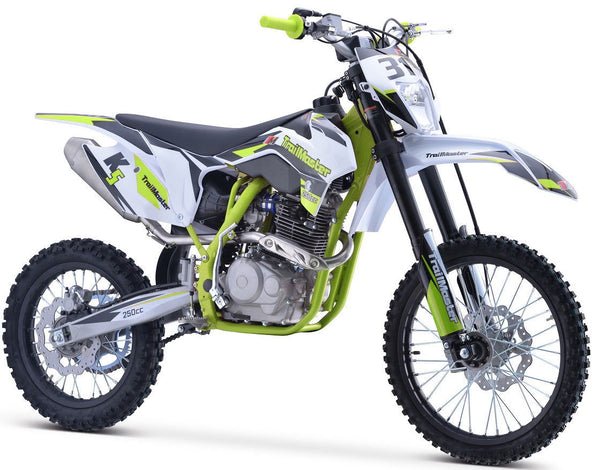 TrailMaster TM31 250cc Dirt Bike 5-Speed Manual Dual Disc Brakes, Electric Start with Kick backup (19/16) - Green