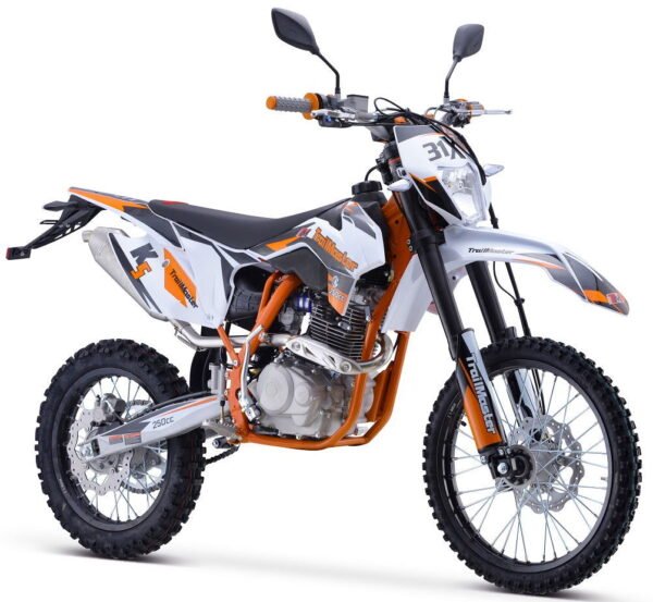 TrailMaster TM31X PRO 250cc Dirt Bike 5-Speed Manual Dual Disc Brakes, Electric Start with Kick backup (19/16) - Orange