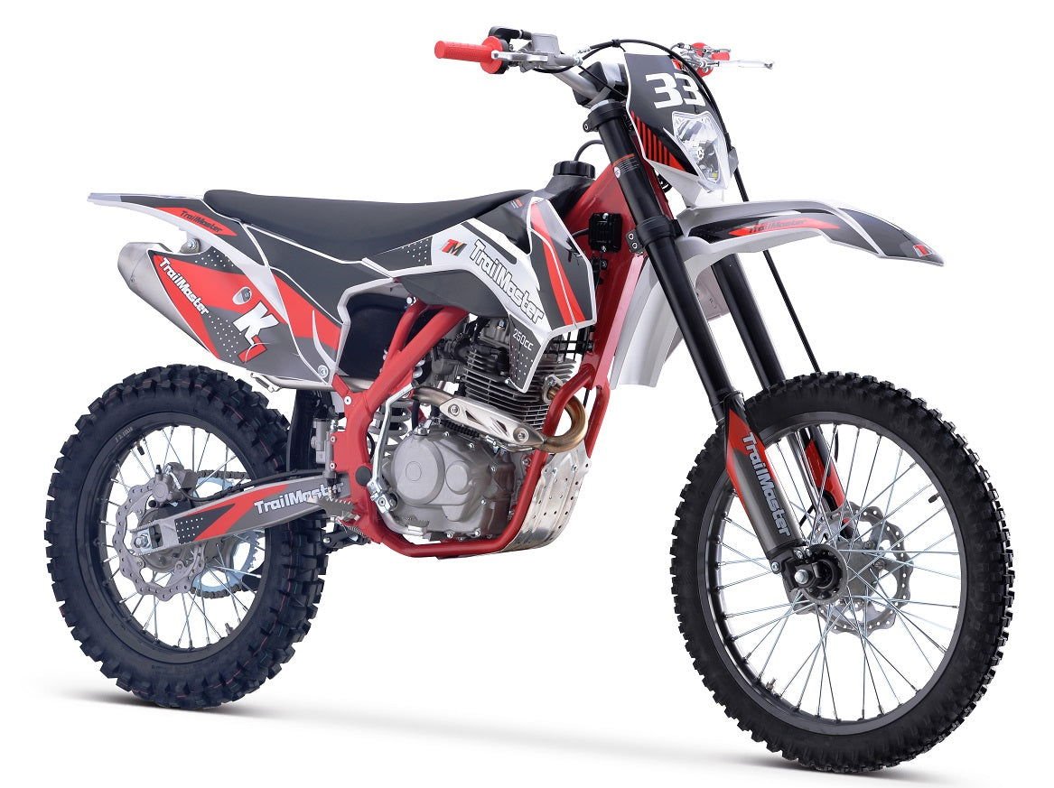 TrailMaster TM33 250 Dirt Bike, 5-Speed Manual, Dual Disc Brakes (21/18) - Red