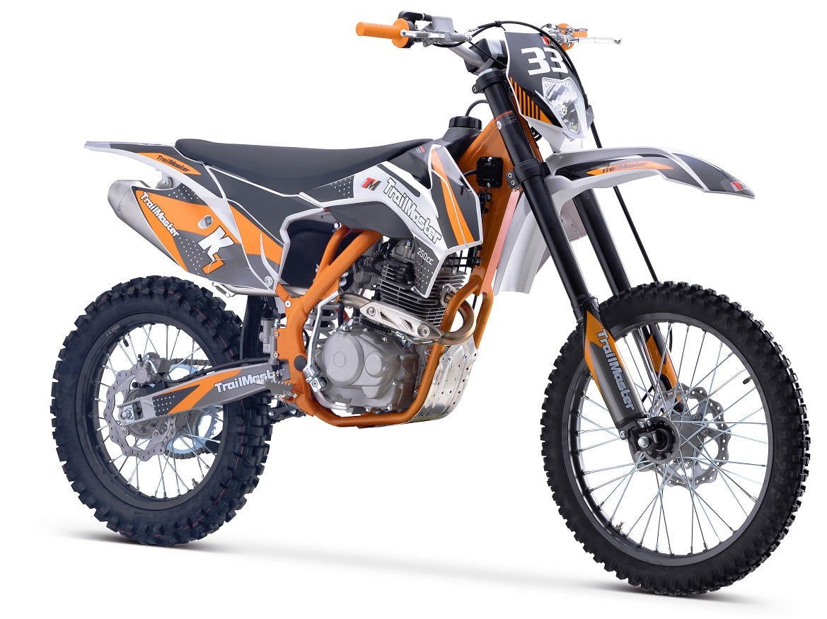 TrailMaster TM33 250 Dirt Bike, 5-Speed Manual, Dual Disc Brakes (21/18) - Red
