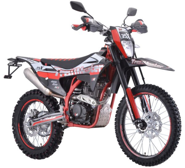 TrailMaster TM35X 250cc Dual Sport Dirt Bike, 5-Speed Manual, Dual Disc Brakes, (21/18) Wheels - Red