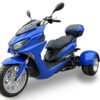 Trifecta 50cc Street Trike, Automatic, Disc Brakes, Aluminum Wheels, Trunk and Windshield Included - Metallic Blue
