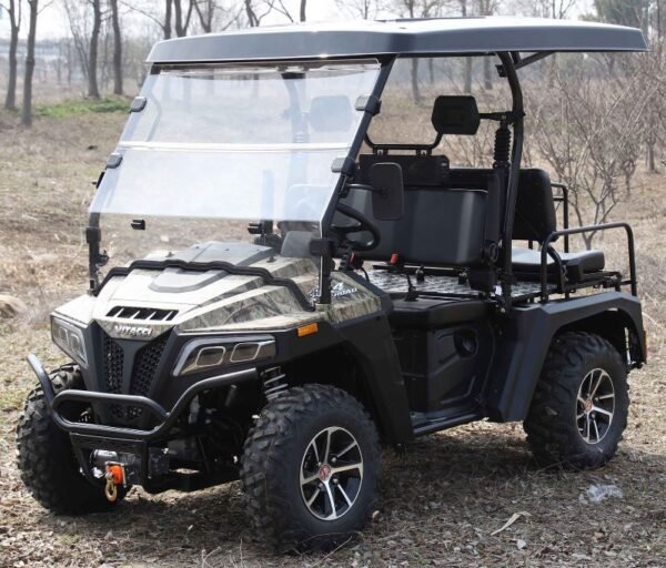 Victory 450 Gas Golf Cart, Electronic Fuel Injection, 4WD, Automatic with Reverse, Deluxe Alloy Wheels, Front Winch, Windshield - Camo