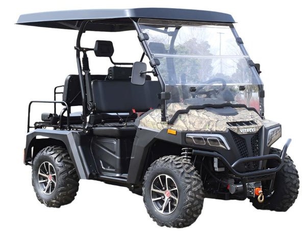 Victory 450 Gas Golf Cart, Electronic Fuel Injection, 4WD, Automatic with Reverse, Deluxe Alloy Wheels, Front Winch, Windshield - Camo