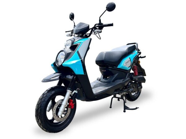 Vision 50cc Street Scooter, Automatic Shifting, Front Disc/Rear Drum Brakes, 12 inch Aluminum Wheels - Black