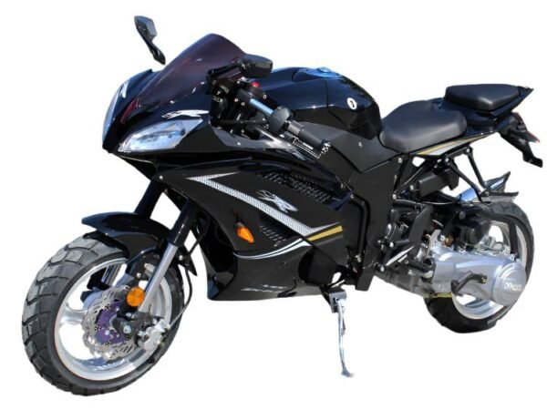 Wasp 50cc Sport Motorcycle, Automatic Shifting, Front Disc Brake, 13-inch Alloy Wheels - Black